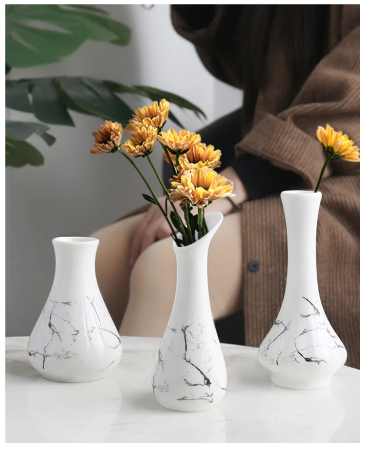 Скандинавские мраморные вазы, небольшая керамическая ваза для цветов, наполнитель для дома, офиса, свадьбы, ресторана, столешница, декор для ванной комнаты, украшение стола