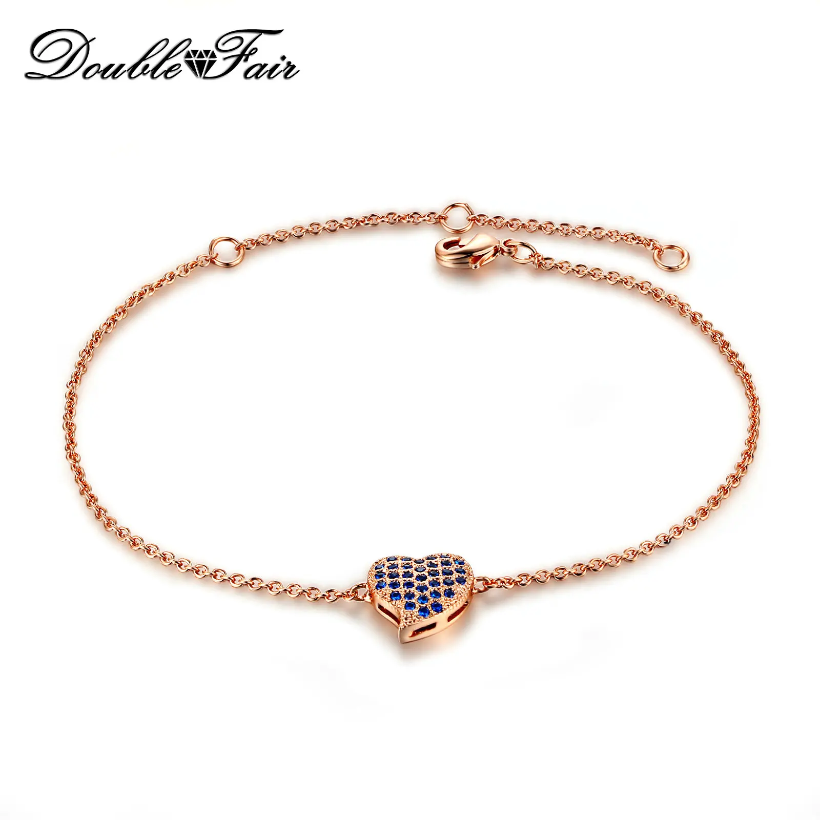 DFH188 Blue Red White Lovly Heart Rose Gold Plated font b Bracelets b font font b