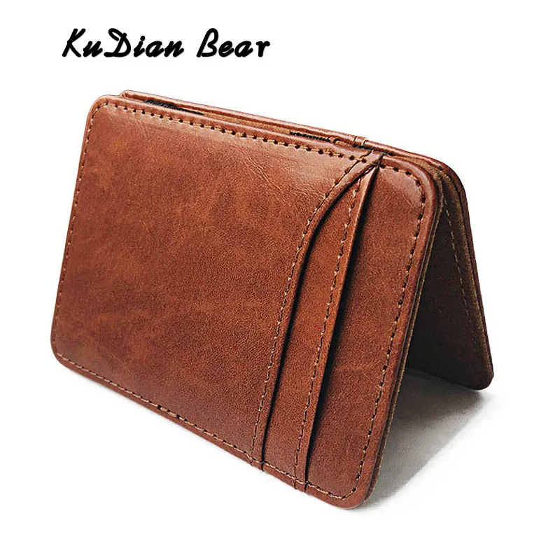 

KUDIAN BEAR Slim Leather Men Wallet Magic Designer Card Holder for Credit Card&ID Fashion Rifid Wallet Money Purse BID259 PM49