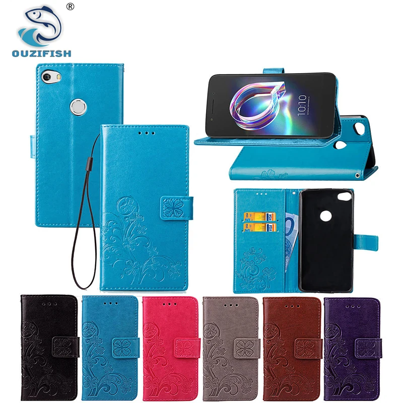 OUZifish для Alcatel idol 5 Case 2 дюймов Стенд Бумажник Кожаный флип телефон Капа Накладка