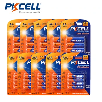 

PKCELL 5PK-LR03 20pcs AAA Battery +5PK-LR6 20pcs AA Battery non-Rechargeable Alkaline Dry Battery 1.5V for Remote control clock