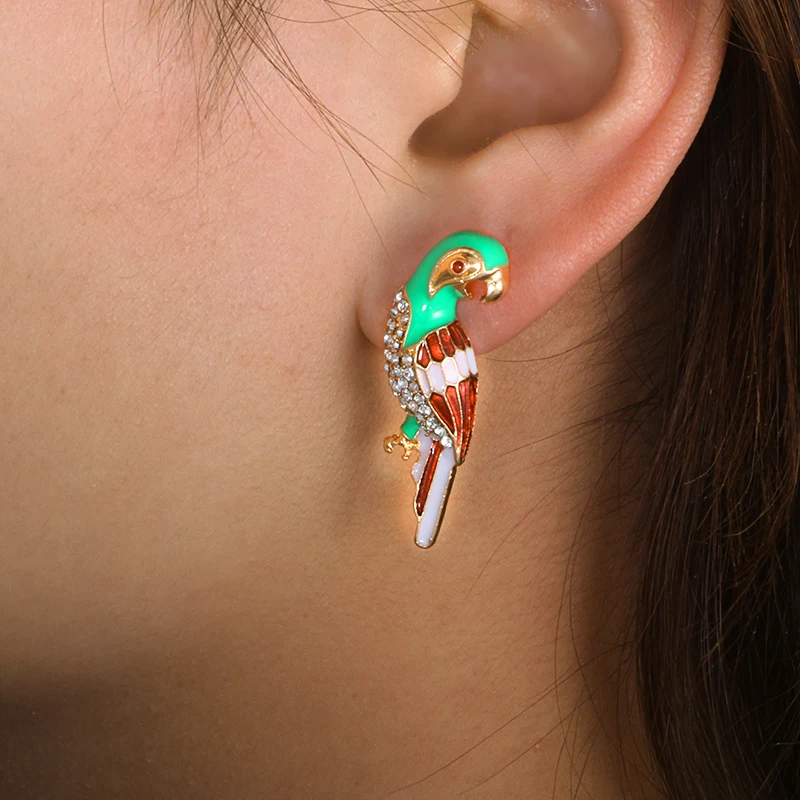 

Tocona Cute Gold Animal Crystal Rhinestone Parrot Drop Earrings For Womem Fashion Party Earring Jewelry Girl Gift 3875