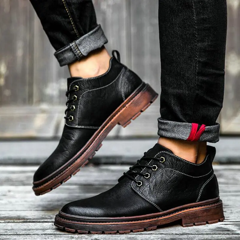 

handmade Men Casual Shoes Men leather Sneakers High Top Men Black White Flats Zapatos Mujer Chaussure Homme Shoes LK-14