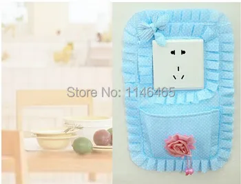 

Free shipping Korean version of the pastoral fabric switch stickers with pocket companion phone charging socket sets key bag