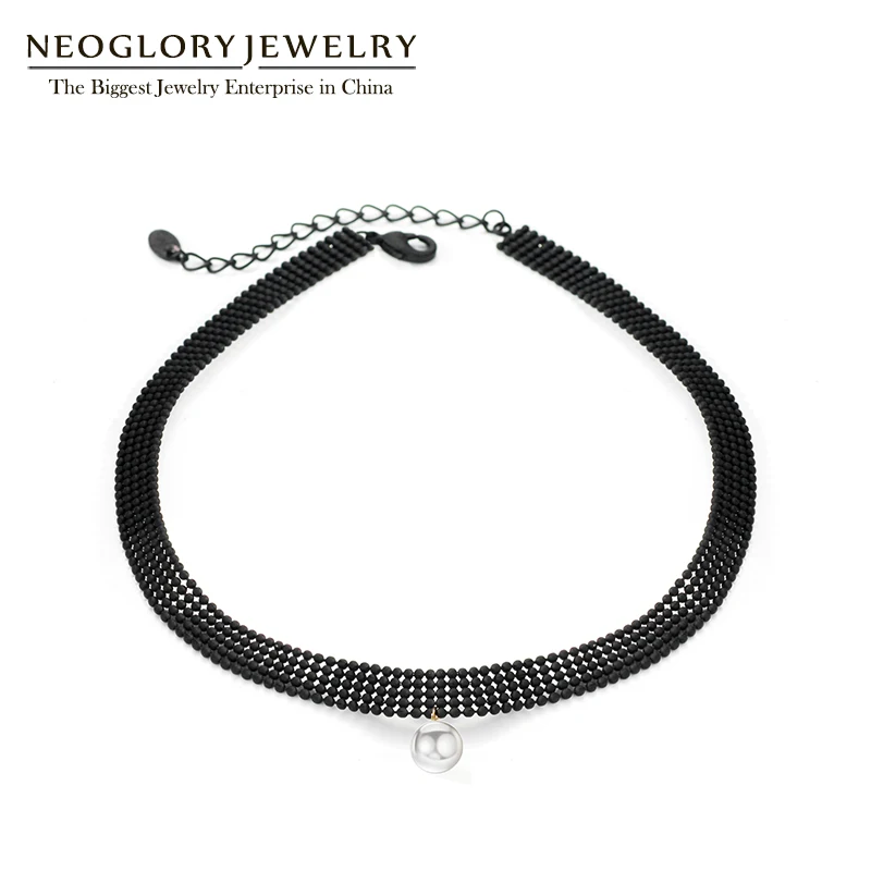

Neoglory Fashion White Simulated Pearl Cool Chain Choker Necklaces for Women Girls Hot Gift Jewelry 2018 New Arrival GJ CK