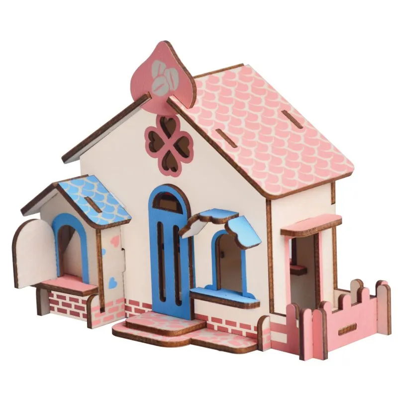 

Wooden 3D DIY Mode House Puzzle Toys Puzzles for Kids Romantic Wood House Puzzles Early Educational Toys for Children Kids Gifts
