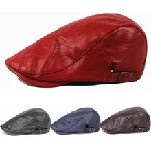 Мужская искусственная кожа Гольф вождения берет таксистка Newsboy Hat Регулируемый плоский плюща кепки HATCS0518