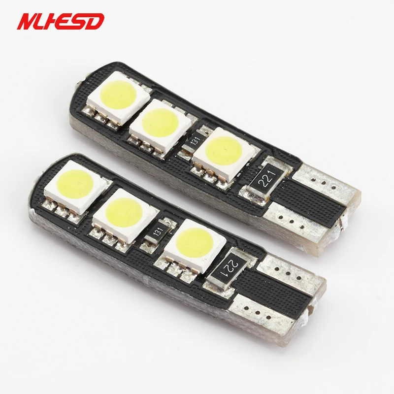 

100pcs T10 6SMD 5050 CANBUS W5W 6LED DC12V NO WARNING Error Free 6 Smd Canceller Auto Led Marker Bulbs Interior Lighting