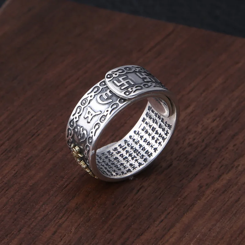 FNJ 925 Серебряное кольцо счастливый Дракон Новая мода S925 Стерлинговое Серебро Thail кольца для женщин и мужчин ювелирные изделия регулируемый размер 7,5-10,5