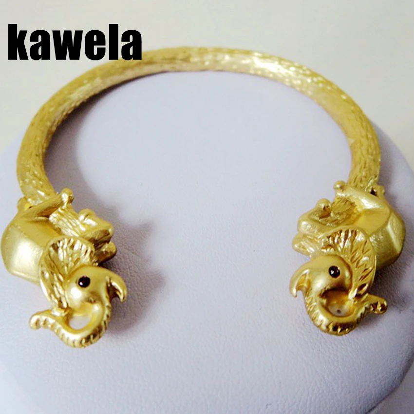 

Free Shipping Elephant Bangle, Worn Gold Plating Punk Styles Bangle
