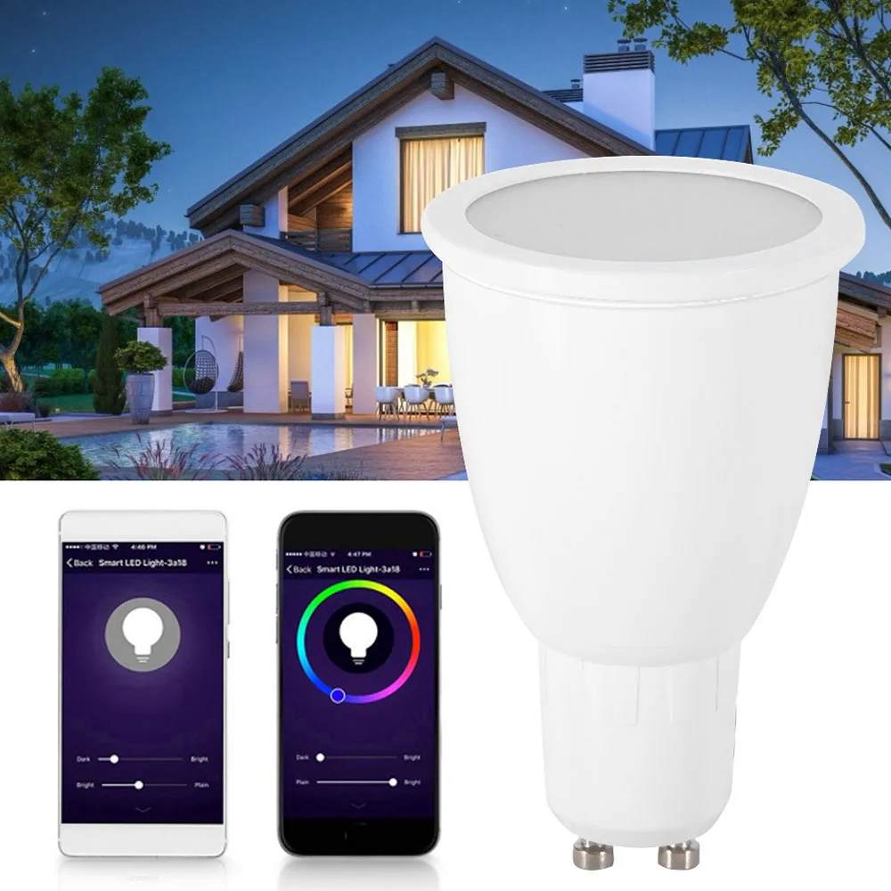 

NEW WiFi Smart Light Bulb GU10/E27 RGBW 6W LED Dimmable Light Cup Compatible with Alexa&Google Home RemoteLight Bulb WifiSwitch