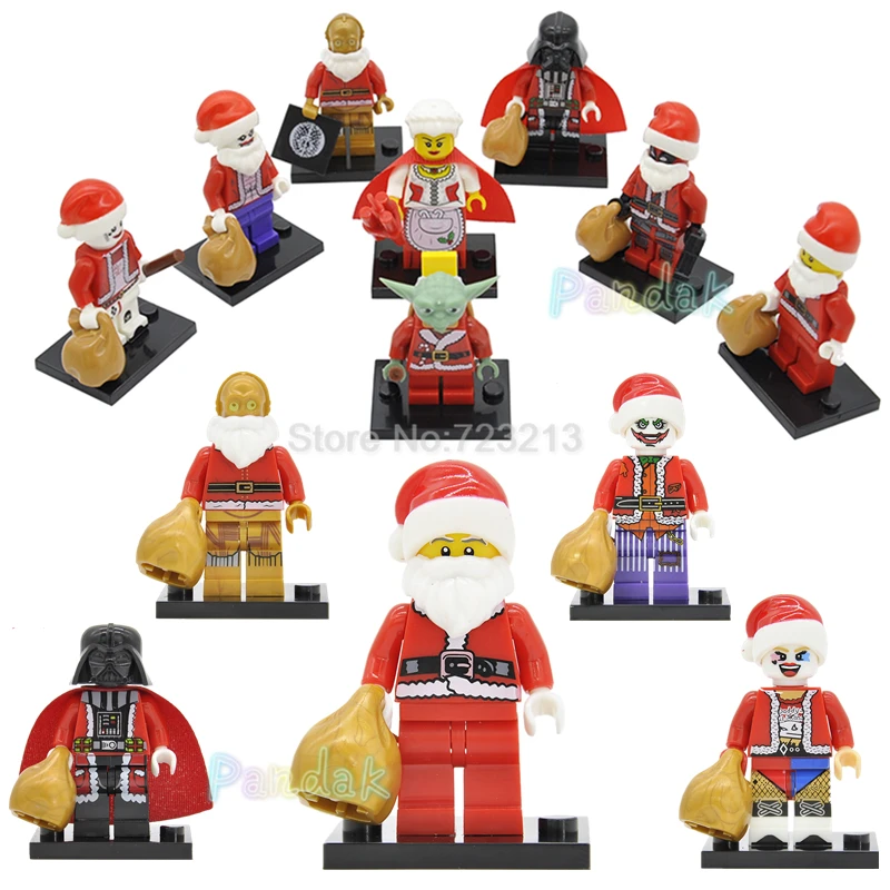 

Christmas Santa Claus Yoda C3PO Darth Vader Figure Xmas Gift Harley Quinn Model Building Blocks Toys