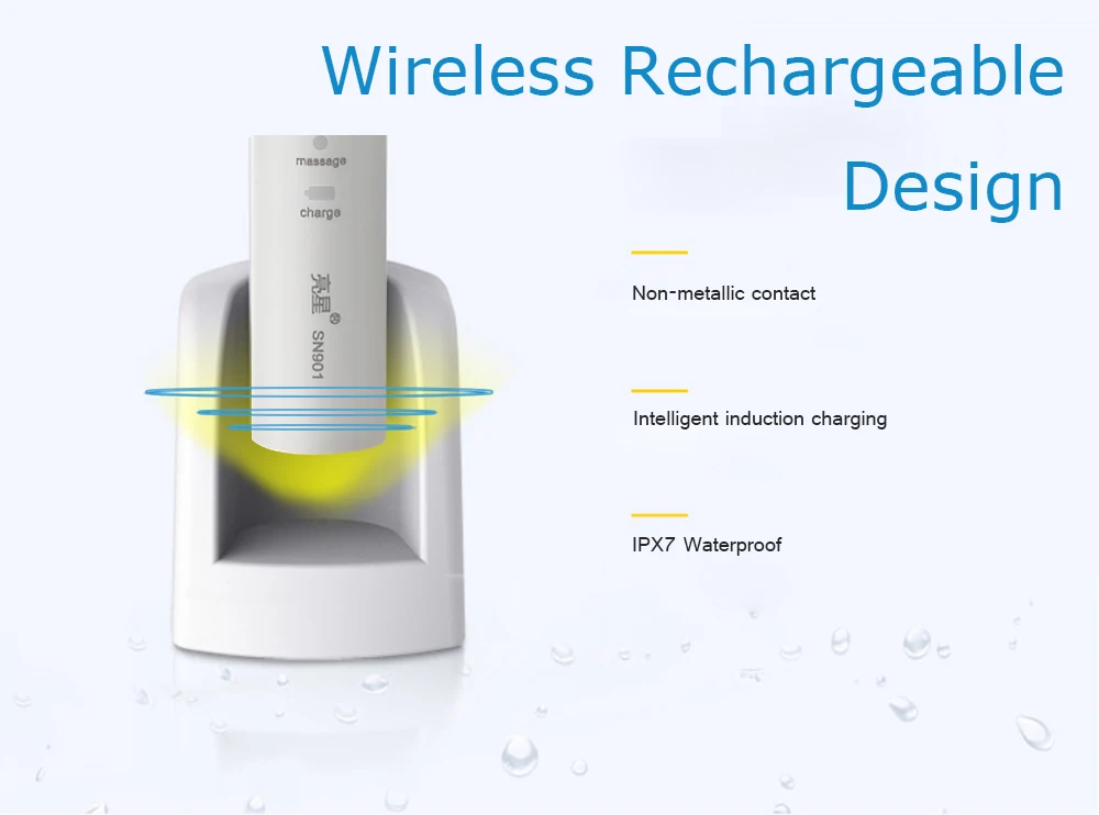 LANSUNG SN901 ультра sonic Электрический Зубная щётка беспроводной Перезаряжаемые зубные щетки с 4 шт. сменные головки Z25