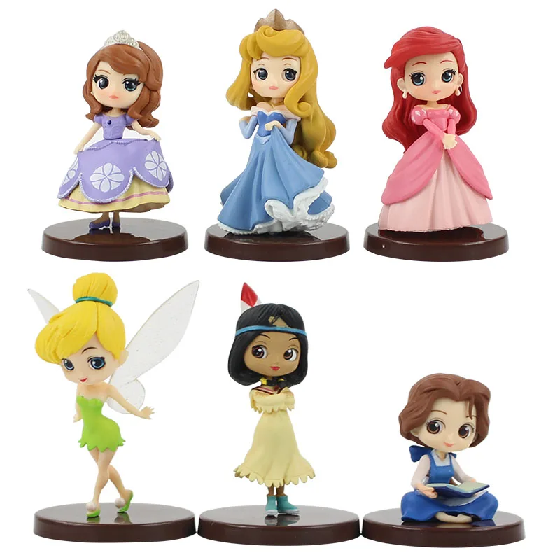 

3pcs/lot Princess Cinderella Ariel Sofia Alice Tinker Bell Q Version PVC Action Figure Collectible Model Toy Gifts For Girls 8cm