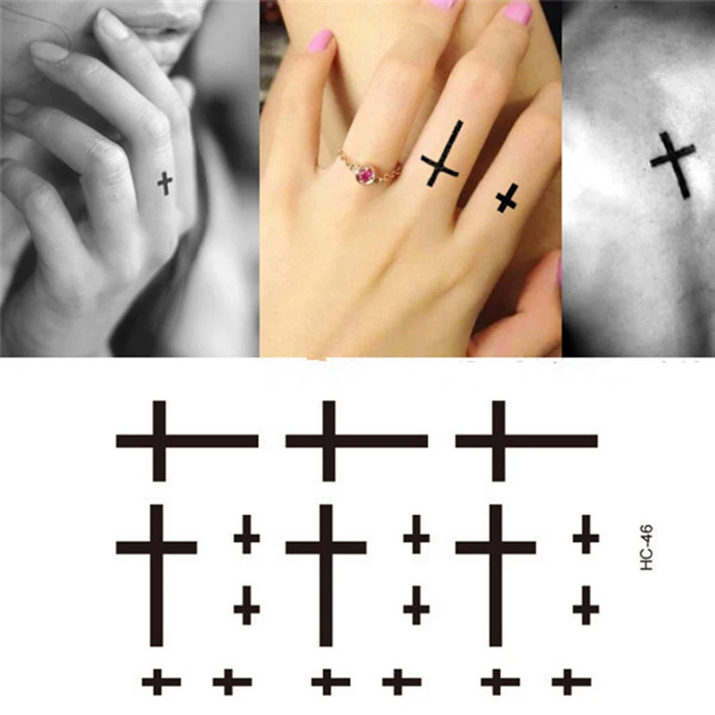 Shellhard 1 Sheet Unisex Removable Temporary Tattoo Sticker Black  Cross Waterproof Body Arm Art Small Cross Tattoos Stickers