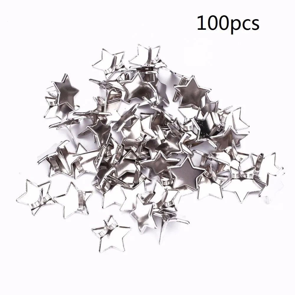 

DIY 100PCS Silver Color Five Pointed Star Scrapbooking Brads Embellishment Decoration
