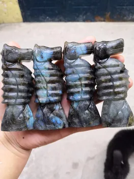 

Wholesale Natural hand carved labradorite quartz crystal animal sea horses for sale