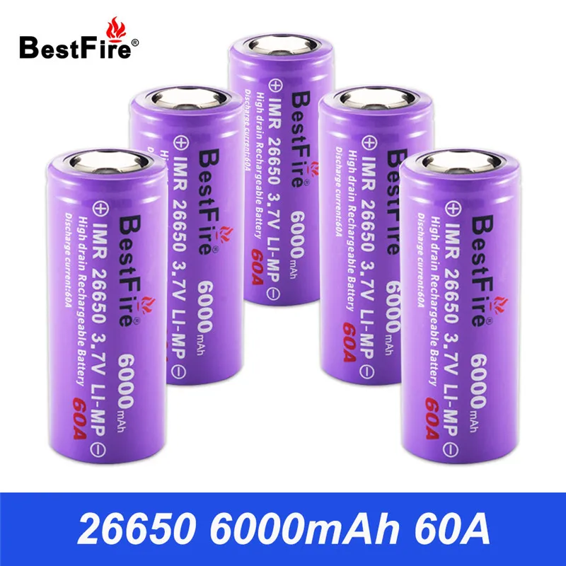 

26650 Rechargeable Battery 3.7V Li-ion Battery 26650 6000mAh 60A LED Flashlight Vape Mod Mech Mod 26650 Battery B145