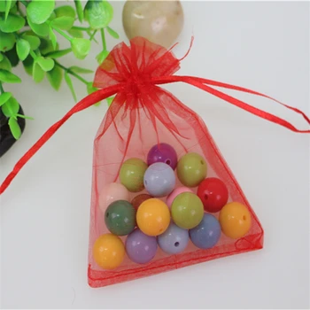 

Wholesale 100pcs/lot 7*9cm Red Jewelry Pouches Wedding Candy Bags Drawstring Christmas Organza Gift Bags