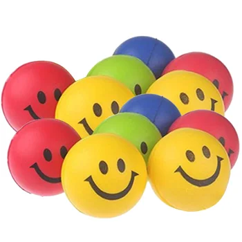 

12 Pcs Soft PU Sponge Foam Smile Face Squeeze Anti Stress Relief Round Ball Hand Strength Hand Exercise Balls Random Color