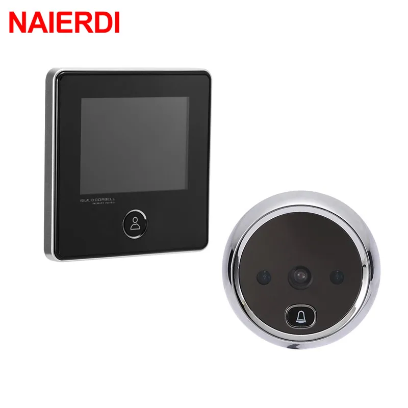 Eletrônico da Porta Câmera de Gravação de Fotos Naierdi Tela Visor Campainha ir Noite Porta Olho Mágico Câmera Digital Visualizador Inteligente 2.8 Lcd