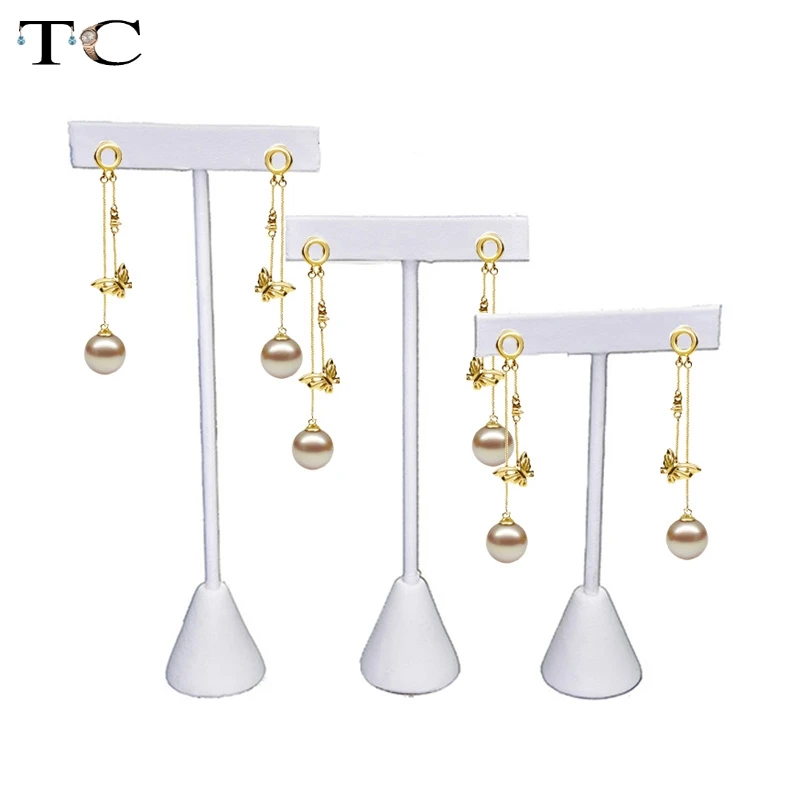 

White Leather Tree T Bar Earrings Stand Holder Jewelry Rack Display Organizer Storage Showcase 3 Size
