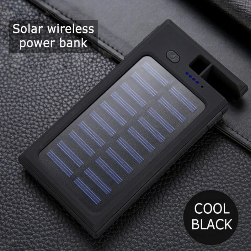 20000 мАч беспроводной солнечный телефон внешний аккумулятор 2 USB светодиодный портативный водонепроницаемый аккумулятор зарядное устройство с держателем телефона