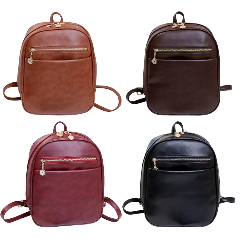 Vintage PU Leather Backpack School Bag Small Shoulder Bags Luxury