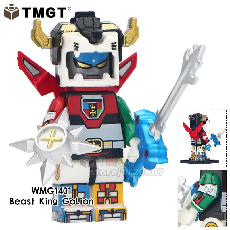 

50PCS/LOT Super Heroes The God Of War King Kong Voltron Beast Predator One-Eyed Alien King GoLion Building Bricks Toy