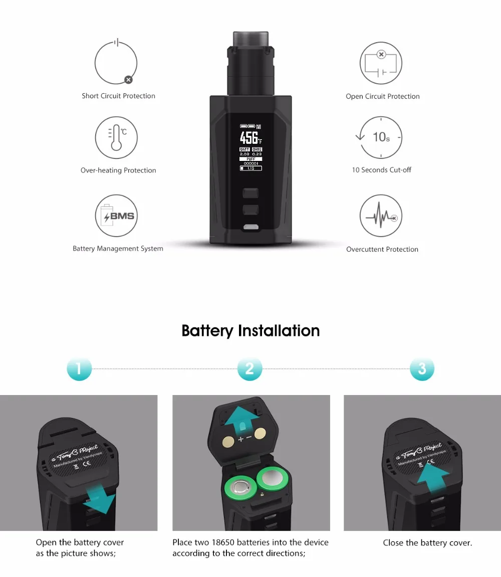 Original Vandy Vape PULSE DUAL KIT 200W Pulse Dual MOD with Vandyvape 2ML Pulse V2 RDA Tank Electronic Cigarette Vaporizer 01 (8)