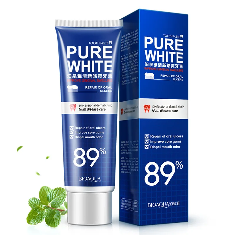 120g BIOAQUA Natural Mint Pure Whitening Toothpaste Teeth Oral Hygiene Adult Cleaning And Gums Care | Красота и здоровье