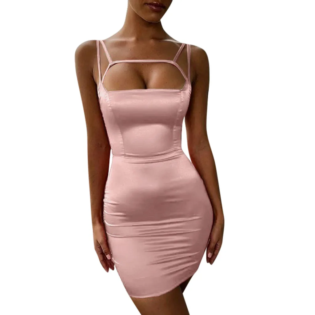 

Summer Sexy Party Dress Women Vintage Sling Solid Bandage Dresses Woman Party Night Gothic Bodycon Dress Women Clothes 2019