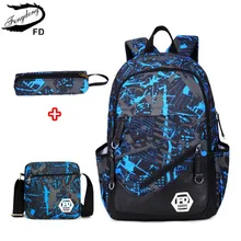 FengDong waterproof oxford fabric boys school bags backpack for teenagers pencil case blue book bag boy one shoulder schoolbag