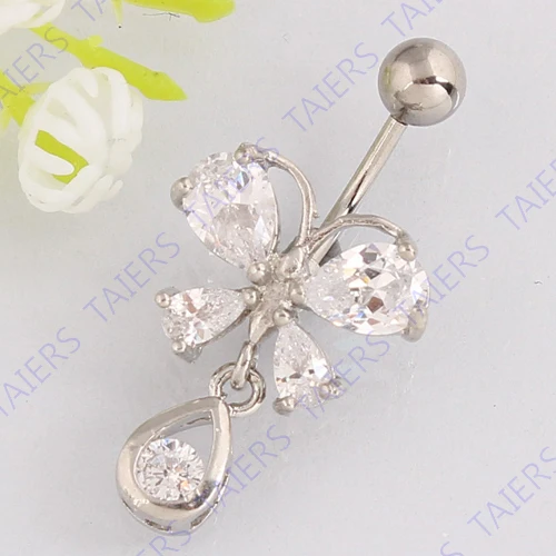 Belly Button Ring Butterfly Crystal Body Piercing Jewelry Navel Ring