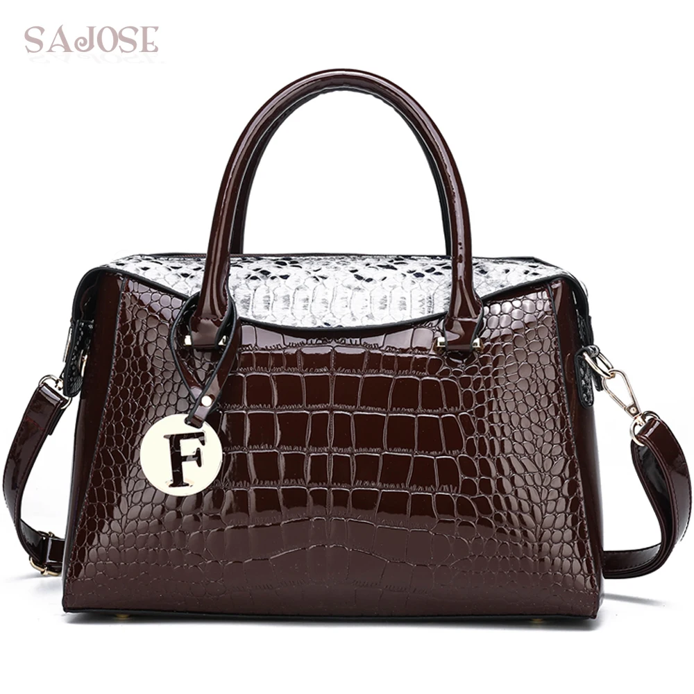 

Women PU Leather Casual Tote High Quality Handbag Fashion Crocodile Pattern Designer Lady Shoulder Bag Female Messenger Bags