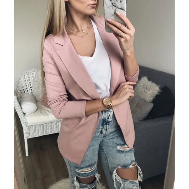 

Fashion Spring Slim Fit Women Formal Jackets Coat Office Work Open Stitch Ladies Cardigan Coats Street Outwear SJ064V
