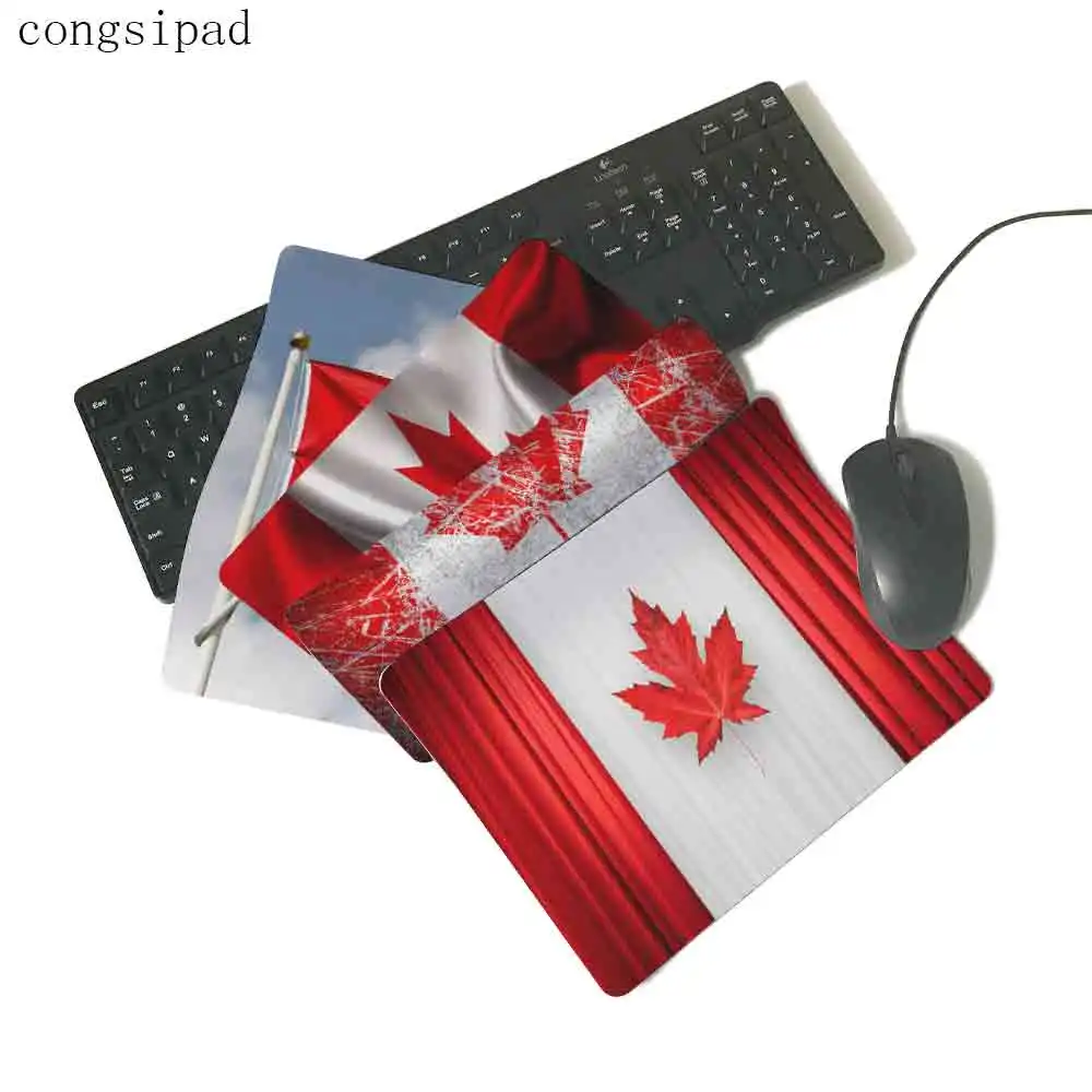 congsipad Canada Flag Curtains Anti-Slip Rectangle Mouse Pad Customized Supported 220mmx180mmx2mm Not Overlock Mouse Pad