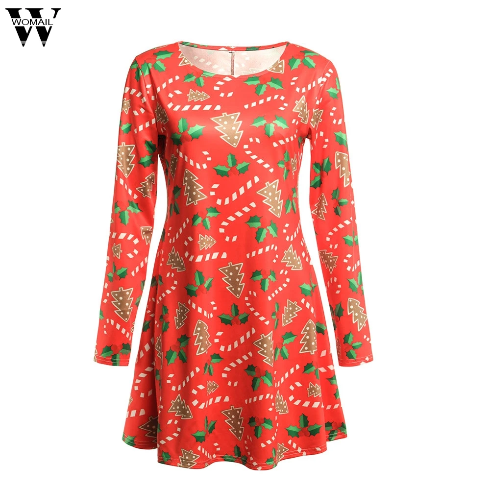 

Womail New Year Christmas Dress 2019 Long Sleeve Floral Plus Size Club Dress Clothes Femme O-neck Ladies Dresses long elegant