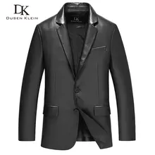 Мужские пальто из овчины, кожаный костюм, одежда, черный цвет, Dusen, новинка, натуральная кожа, тонкая/деловая Мужская куртка, 71C17017