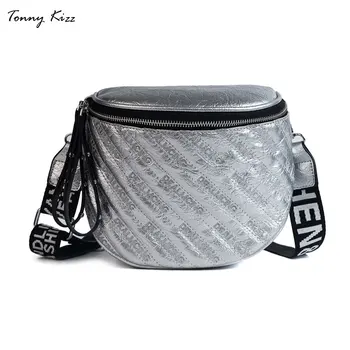 

Tonny Kizz fashion sliver crossbody bags for women shoulder messenger bags wide strap funny pack large capacity chest bag shell