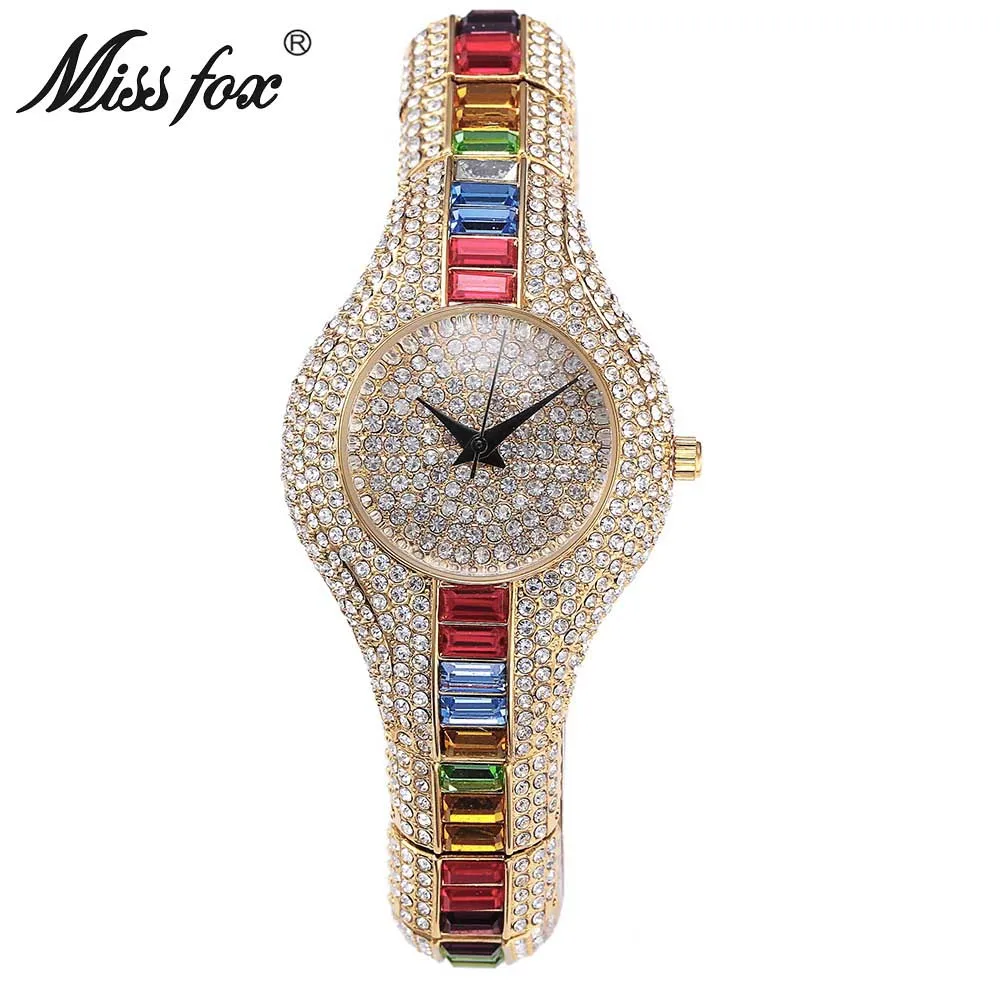 Женские кварцевые часы Miss Fox с австрийскими кристаллами, роскошные женские часы с золотым браслетом, женские часы для женщин, Часы Montre Femme - Цвет: 104A