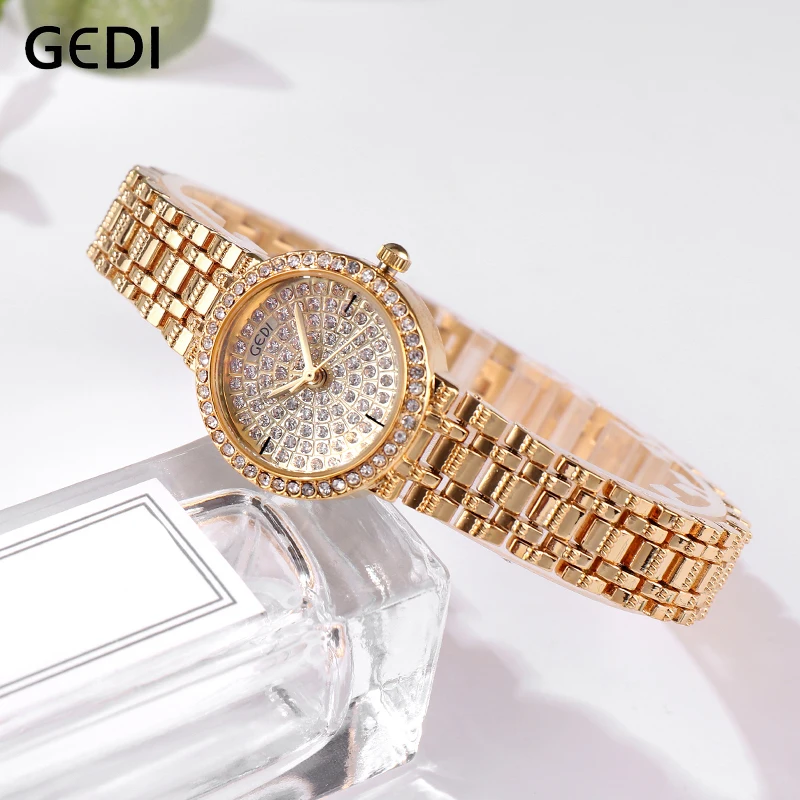 

GEDI Women Watches Fashion Crystal Diamond Women's Casual Woman Ladies Watch Female Gold Wristwatch Lady Clock reloj mujer