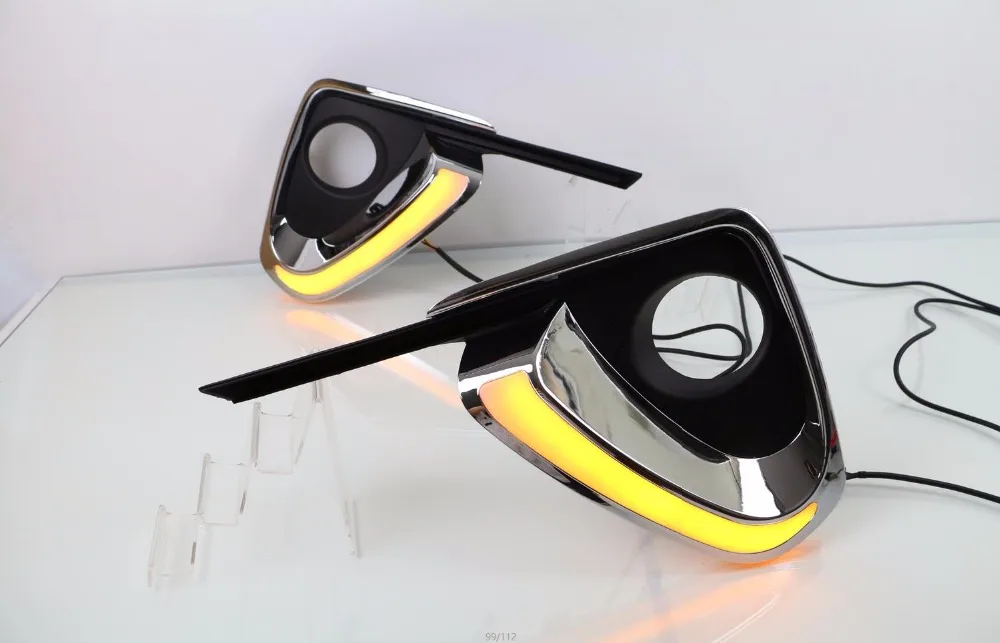 

Qirun led drl daytime running light for Toyota fortuner 2015-2017 with yellow turn signal and wireless control