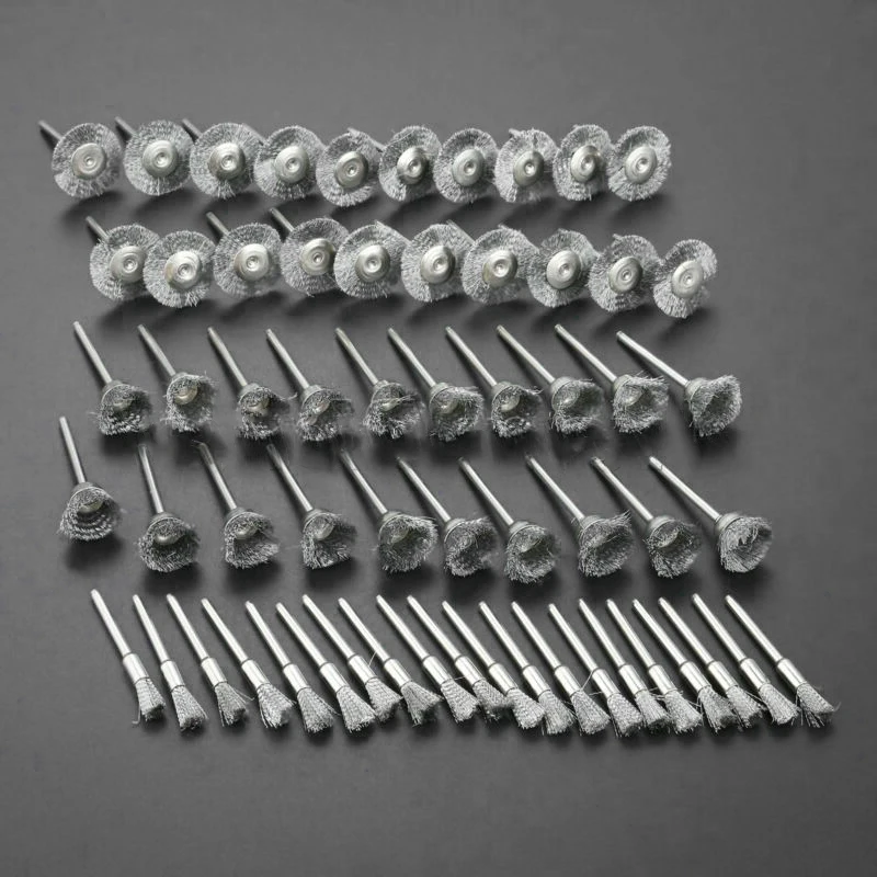 

3mm Shank 60 pcs/Set Wheel Electric Wire brushes Woodworking Power Tools DIY craft Accessories Stainless steel