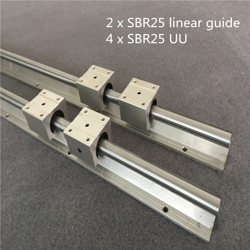 

Линейная направляющая SBR 25 мм, 2 шт., SBR25 550 600 650 700 800 900 1000 мм, полностью поддерживаемая направляющая вала скольжения с 4 блоками SBR25UU