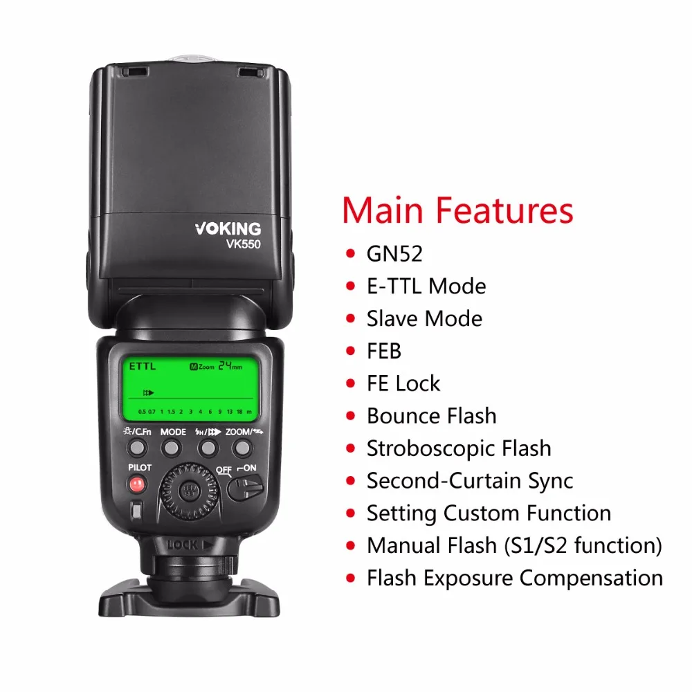 Вспышка Voking VK550 ETTL ручная вспышка с ЖК дисплеем для Canon EOS Rebel 5DS 5DSR Mark IV 5D III 6D 6D|speedlite