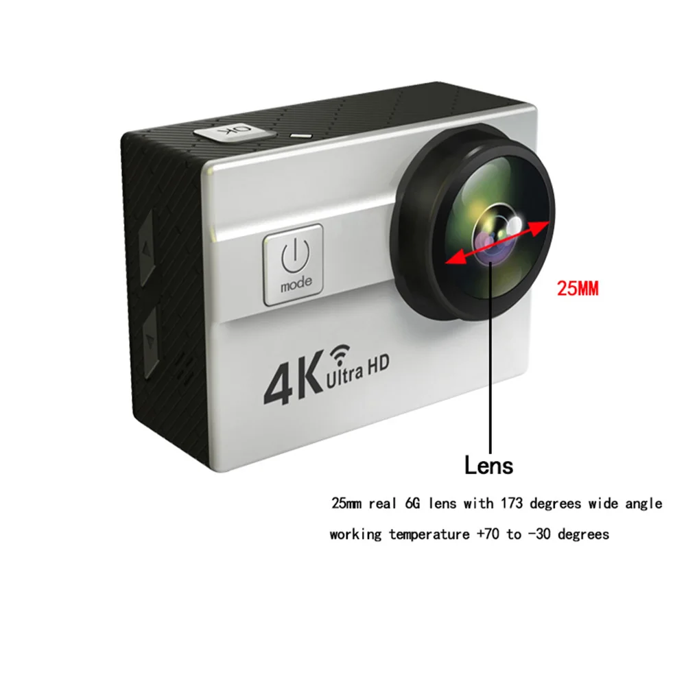 

Q5H Action Camera Ultra HD 4K WiFi Sports Camera 2.0" LCD 16MP 25FPS 173 Degree Wide-Lens Go Pro Style