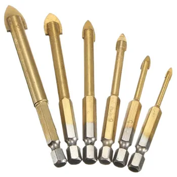 

SHGO HOT-6PCS 4/5/6/8/10 / 12mm Titanium Drill Bit Strawberry Drill Bits Pr Glass Ceramic Tile
