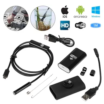 

WIFI Endoscope Camera Mini Waterproof Soft Cable 8mm Lens Car Inspection Camera Scope 6LED Borescope Tube Cable Android PC 1m