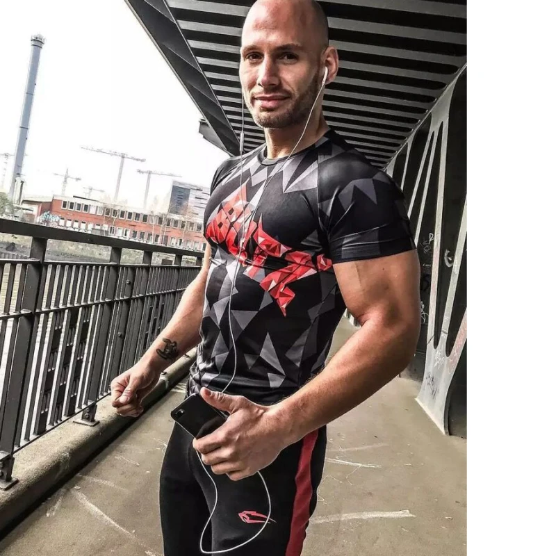 Jogging Gym T Shirt White Men Short Sleeve men top (5)